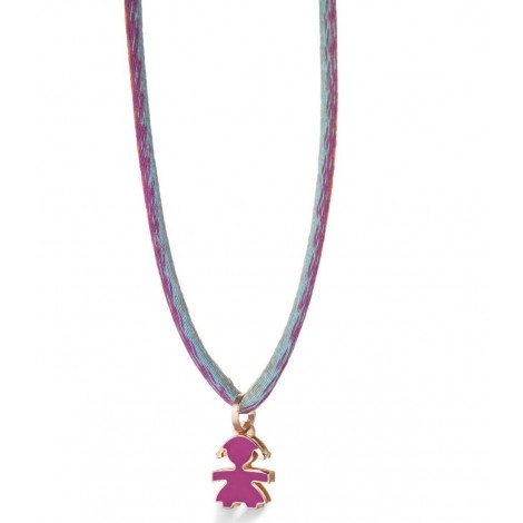 Collana Le Bebé Mini Sagoma Bimba Oro Rosa Smalto Viola LBB055-VIO