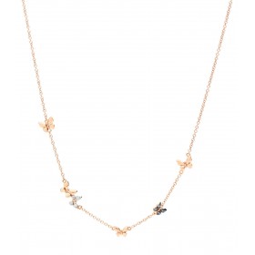 Collana Dodo Collezione Farfalla Oro Rosa 9kt Diamanti 0.04 ct Zaffiri 0.05 ct 42 cm