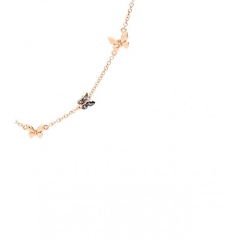 Collana Dodo Collezione Farfalla Oro Rosa 9kt Diamanti 0.04 ct Zaffiri 0.05 ct 42 cm