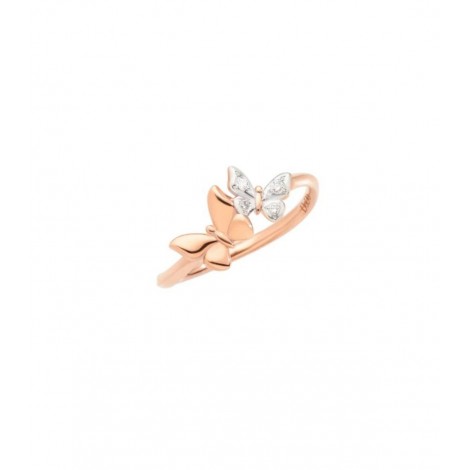 Anello Dodo Collezione Farfalla Oro Rosa 9kt Diamanti
