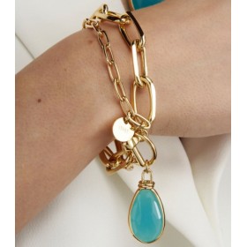 Unoaerre Fashion Jewellery Bronzo Dorato Bracciale Cristallo Turchese Donna