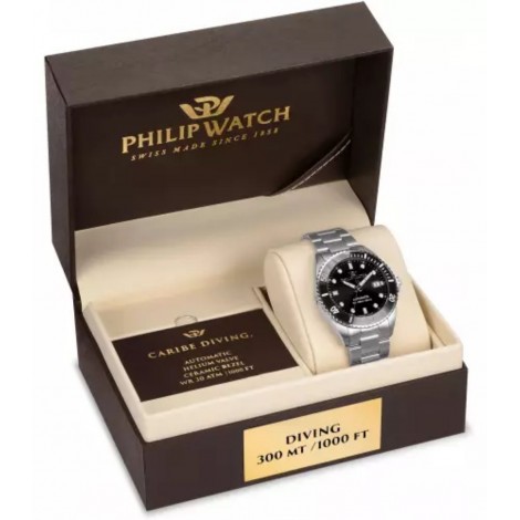 confezione Orologio Philip Watch Caribe Acciaio Nero Uomo R8223216006