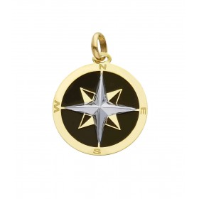 Ciondolo Raggi Rosa dei Venti Oro Giallo 9kt Smalto Nero
