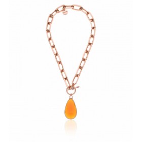 Unoaerre Fashion Jewellery Bronzo Dorato Rosa Collana Cristallo Ambra Donna