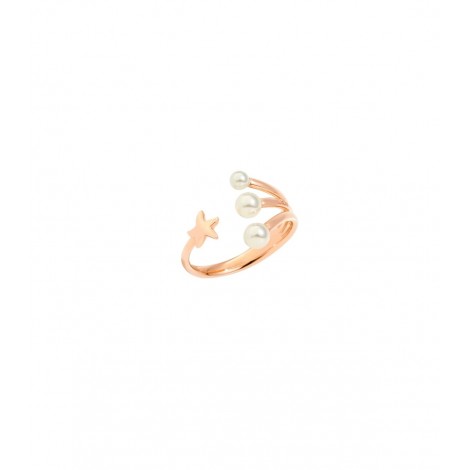 Anello Dodo Collezione Stellina Oro Rosa 9kt Tre Perle Di Cristallo