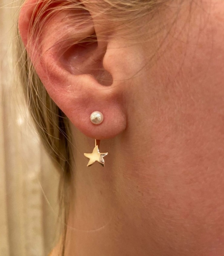 Orecchini cipollina in oro bianco 18k con diamante. | GV