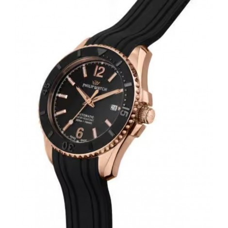 Orologio Philip Watch Amalfi Acciaio Oro Rosa Silicone Nero Uomo R8221218002