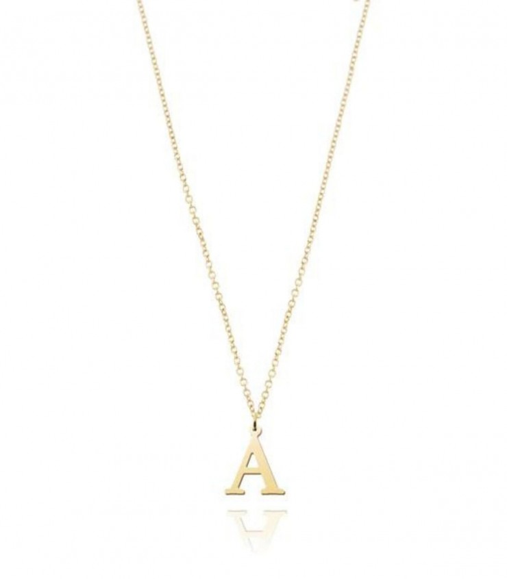 Ciondolo ottagonale piccolo in argento placcato oro con iniziale M ... | Collana Con Lettera M Mini