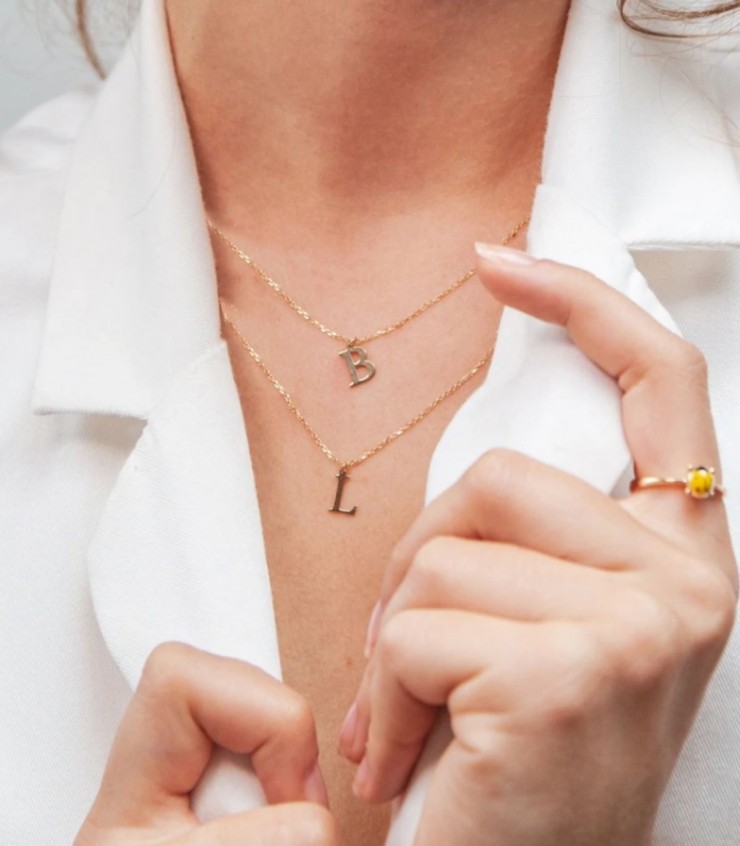 Philip Jones Collana Con Ciondolo Lettera L In Argento 925 - Elegante E Minimal