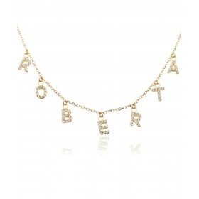 Collana Nome Lettere Pendenti in Oro Giallo 9kt e Zirconi
