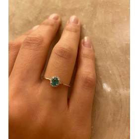 Anello Donna Raggi Oro Bianco 9kt Smeraldo 0,25ct Diamante 0,05 G SI