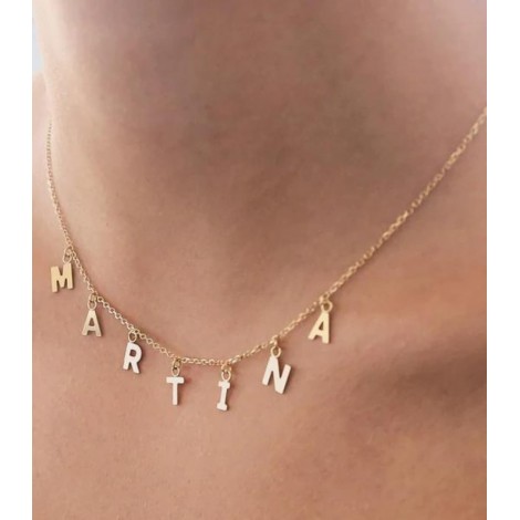 Collana Nome Oro Giallo 9kt con Lettere Pendenti