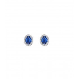 Orecchini Donna Lobo Zaffiro 0,25 ct Diamanti 0,09ct G SI Oro Bianco 9kt