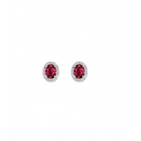 Orecchini Donna Lobo Rubino 0,25 ct Diamanti 0,09ct G SI Oro Bianco 9kt