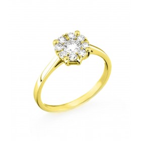 Anello Raggi Solitario Magic Oro Giallo 9kt Diamante 0,05 G SI