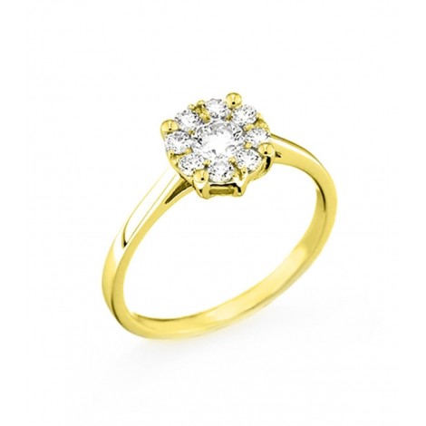 Anello Raggi Solitario Magic Oro Giallo 9kt Diamante 0,05 G SI