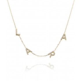 Collana Nome Oro Giallo 9kt e Zirconi con Lettere Passanti