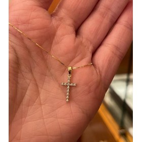 Girocollo Raggi Croce 12 Brillanti 0,06 SI G Oro Giallo 9Kt
