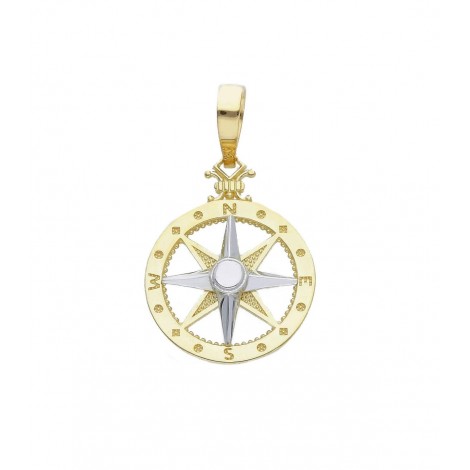 Ciondolo Raggi Rosa dei Venti Oro Giallo 9Kt