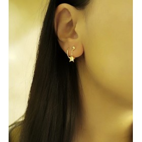 Orecchini Stella Pendente Oro Giallo 9kt