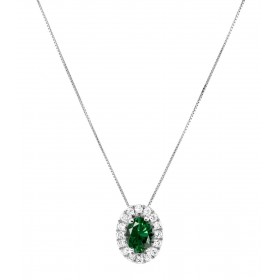 Girocollo Raggi Oro Bianco 9kt Smeraldo 0,25ct Diamanti 0,05 ct G SI NW46630OEA01