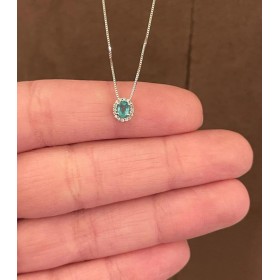 Girocollo Raggi Oro Bianco 9kt Smeraldo 0,25ct Diamanti 0,05 ct G SI NW46630OEA01