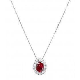 Girocollo Raggi Oro Bianco 9kt Rubino 0,25ct Diamanti 0,05 ct G SI NW46630KEA01