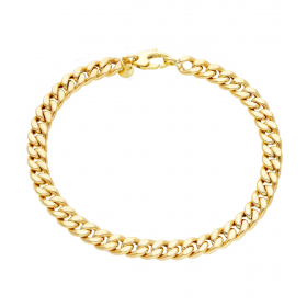 Bracciale Groumette Liscia Raggi Oro Giallo 9Kt 19cm