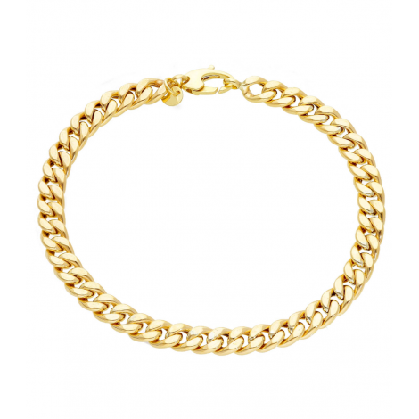 Bracciale Groumette Liscia Raggi Oro Giallo 9Kt 19cm