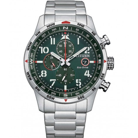 Orologio Citizen Eco Drive Uomo Aviator Silver Verde CA0791-81X