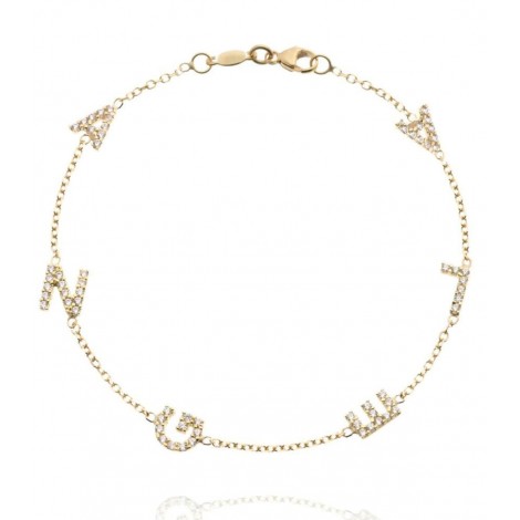 Bracciale con Nome in Oro Giallo 9kt e Zirconi