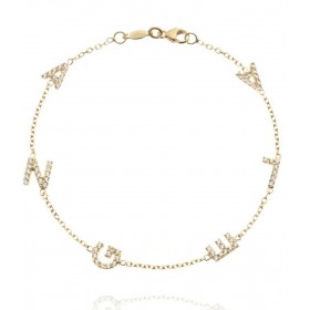 Bracciale con Nome in Oro Giallo 18kt e Zirconi