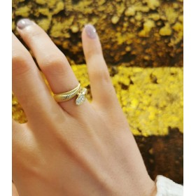 Anello Serpente Oro Giallo 9kt Zirconi Bianchi