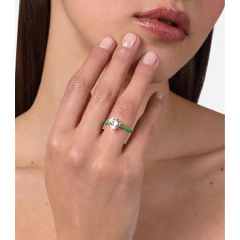 Anello Chiara Ferragni Love Parade Edizione Limitata Zirconi Bianchi Smalto Verde J19AVI37014