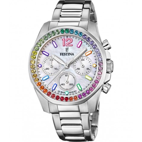 Orologio Festina Boyfriend Rainbow Madreperla Acciaio Zirconi Colorati F20606/2