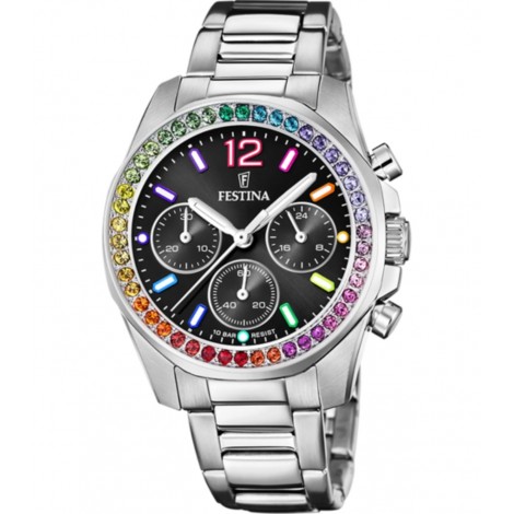 Orologio Festina Boyfriend Rainbow Acciaio Zirconi Colorati F20606/3