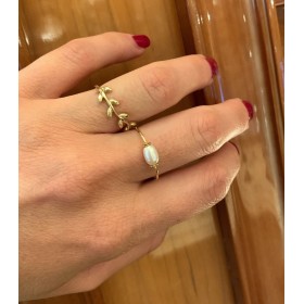 Anello Raggi Oro Giallo 9kt Perla - Indossato