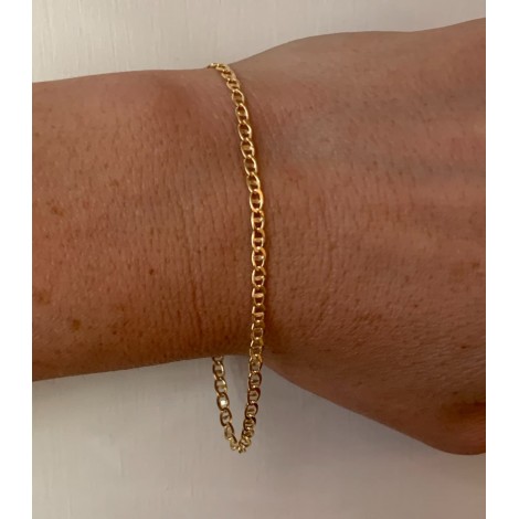 Bracciale Raggi Catena Maglia Traversino 19cm in Oro Giallo 9kt indossata