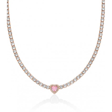 Collana Tennis Kiara Basik Cuore Rosè Zirconi Bianchi/Rosa KCLD3949R