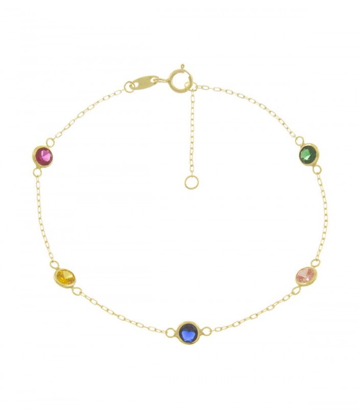 Bracciale Gourmette In Oro Giallo 9 Carati Con Diamante 8
