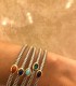 Bracciale Rigido Raggi Acciaio Oro Giallo Pietra Naturale