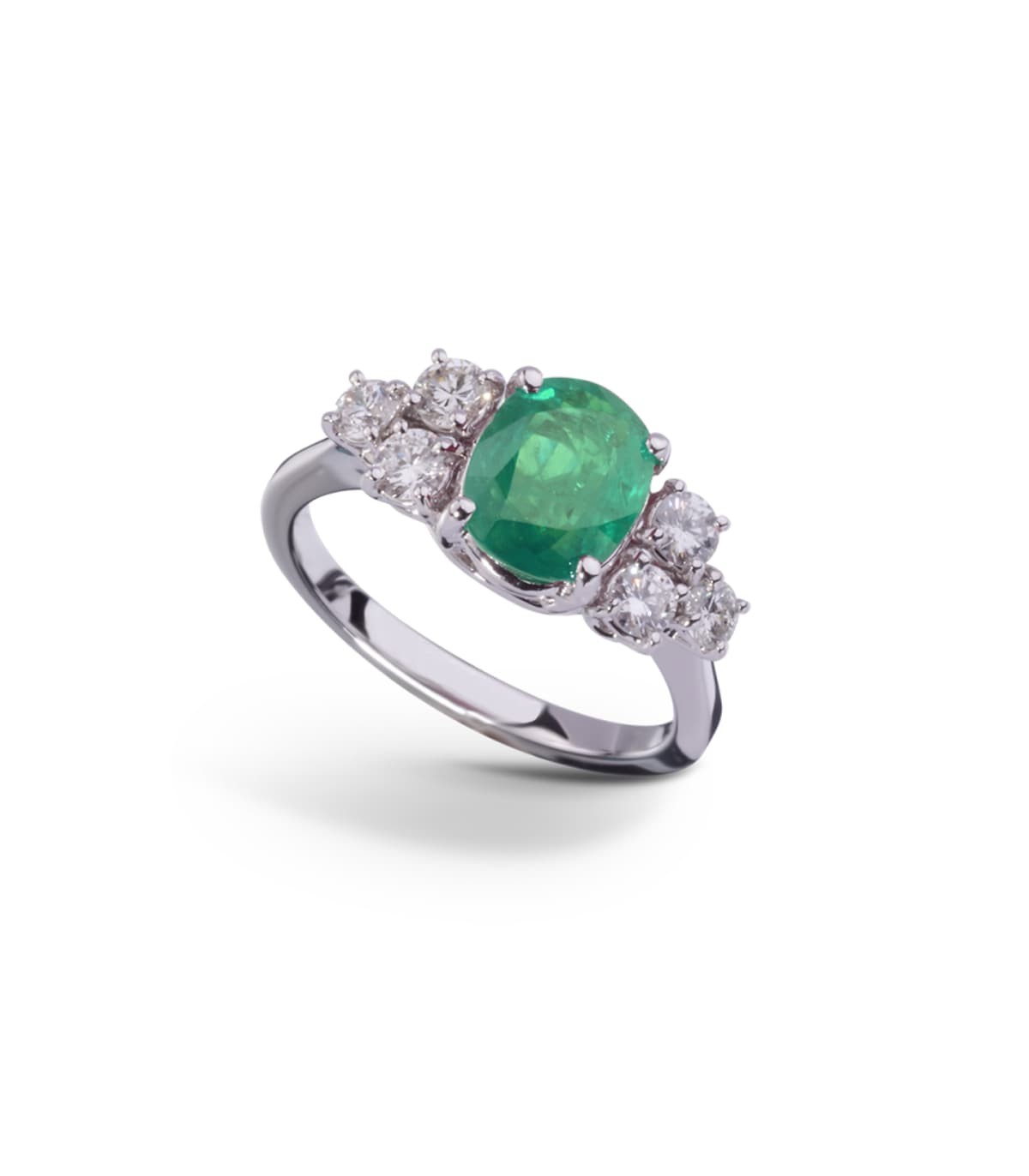 Anello Donna Davite Delucchi Oro bianco Diamanti e Smeraldo AA030302SMS MiRaggi