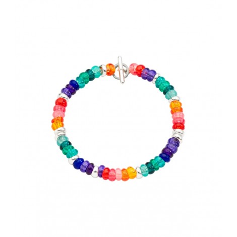 Bracciale Dodo Rondelle Arcobaleno Plastica Riciclata Argento