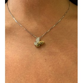 Collana Salvini Farfalla Oro Rosa Oro Bianco Brillanti 0.10 20016835 indossata