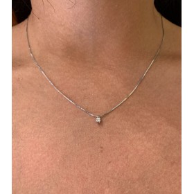 Collana Raggi Oro Bianco 18 kt Diamante 0,06