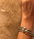 Bracciale Aperto Bangle Raggi Acciaio Oro Giallo Pietra Naturale