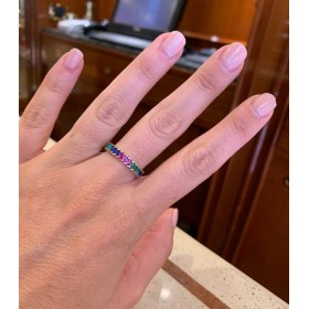 Anello Raggi Fantasia Oro Giallo 9Kt Pietre Colorate indossato