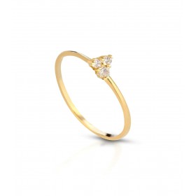 Anello Raggi Trilogy Triangolo Oro Giallo 9kt Diamanti 0,08ct G VS1