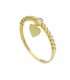 Anello Sottile Raggi Fantasia Cuore Zircone Oro Giallo 9Kt