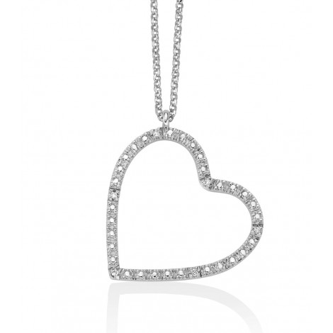 Collana Miluna Collezione Diamantissima Argento 6 Diamanti 0,06 G SI Cuore Grande CLD4468